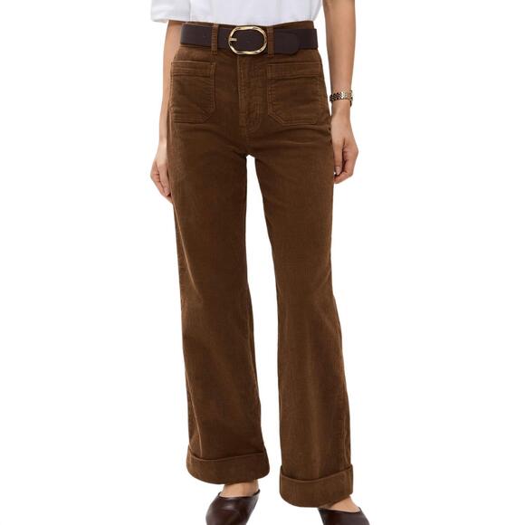 NEW FRAME 70's cropped wide leg corduroy jeans in toast